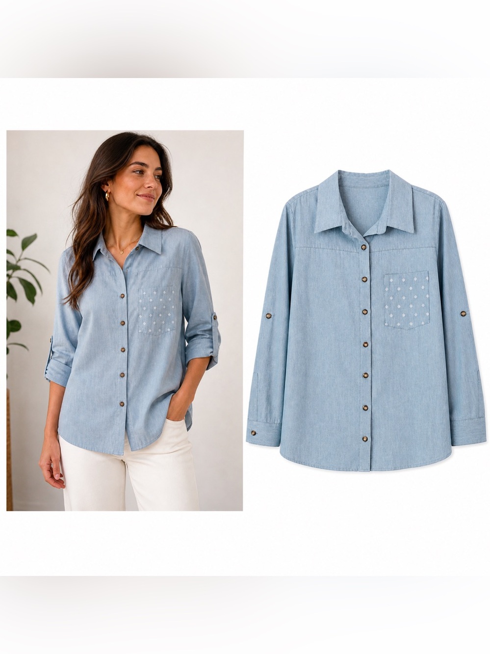 NWT Western chambray button up shirt women’s S/M